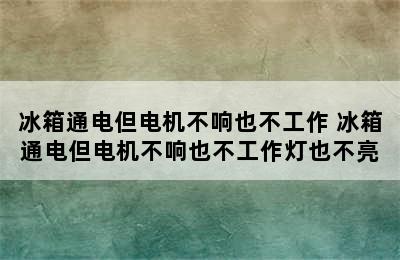 冰箱通电但电机不响也不工作 冰箱通电但电机不响也不工作灯也不亮